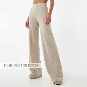 Custom Winter Loose Inseam Extra Long Knitwear Seamless Comfortable High Waisted Wide Leg Lounge Trousers For Tall Women