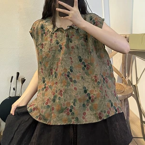 Elegant Fashionable Plus-Size Women's Sleeveless Shirt with Vest Style for Spring Summer Clothing