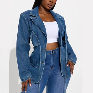 Women's Winter Woven Denim Jacket Breathable Eco-Friendly Reversible Long Sleeves Short Design Vintage Button Closure Custom