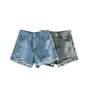 High Quality Customized Logo Women's Denim Shorts with Front Pockets Breathable Eco-Friendly Quick Dry Hot Selling on Sale Now!