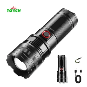 Zoomable LED Flashlight Type C USB Rechargeable 4 Modes Waterproof Aluminum Super Bright Torch Outdoor Camping Hunting Emergency
