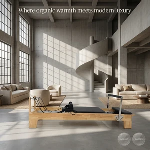 Solid Oak Wood Pilates Reformer Machine Commercial Studio Grade Yoga Core Training Bed With High Precision Glide Rail