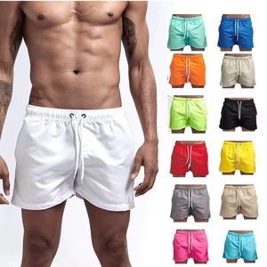 Custom Men's Quick Dry Beach Swimsuit Solid Color Woven Swim Trunks Casual Breathable Plus Size Holiday Swim Trunks