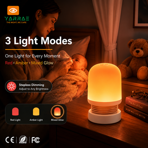 Press Control Mini LED Night Light Dimmable Portable No Blue Light Amber/Red Light For Baby Bedroom Nursing Night Light
