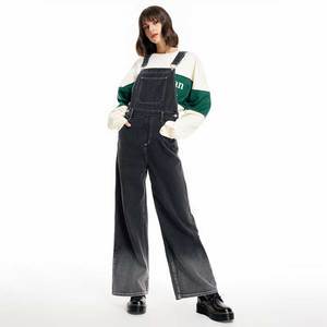 Loose High Waist Jumpsuits Woman, Black Straight Wide Leg Jumpsuit Women's Denim Overalls