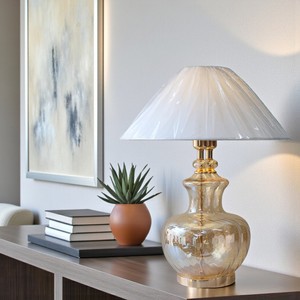 Elegant Glass Table Lamp with Shade for Bedroom and Living Room
