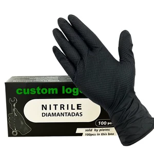 8 Mil Heavy Duty Mechanic Repair Industry Custom Logo Diamond Texture Latex Free Powder Free Nitrile Disposable Glove Gloves