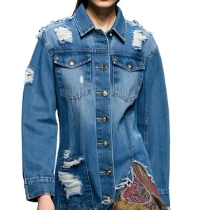 Customizable High Quality Women's Denim Jacket & Coat with Washable Prints