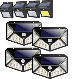 High Quality 20/100 LED Solar Panel Powered Wall Lamp 3 Modes PIR Motion Sensor IP65 Waterproof ABS 6000K Daylight Garden Lights