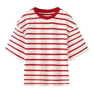 2026 All Time Plus Size Women's T-Shirts Eco Friendly 100% Cotton Corduroy Crew Neck Drop Shoulder Solid Hem Regular Teenagers