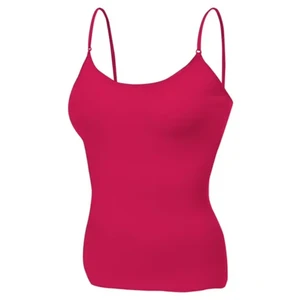 Women's Solid Color Knitted Camisole Top Casual Spaghetti Strap Tank Top Red