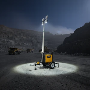 Outdoor Electric Mast Light Tower with LED IP66 Rated DC24V Metal Construction Customizable Fixture Electric Generator Powered
