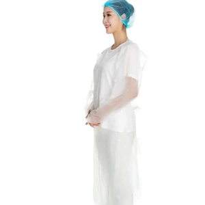 White PE/LDPE Disposable Plastic Apron Coverall Isolation Gown for Cleanroom Use CE Certified 99% Filtration