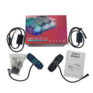 Car LED Grille Light with 3Lens Yellow and White 110W High Low Beam Light for Car Motorcycle