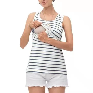 Maternity Clothes Breastfeeding Vest Tops Summer Striped Sleeveless Nursing Clothes Women Pregnant Tank Top Plus Size