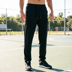 Men Drawstring Waist Joggers Soft Fabric Gym Training Pants Breathable Fitness Trousers Casual Sport Bottoms for Men Workout
