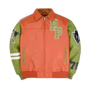 2025 Custom Fashion Vintage Jacket For Men Motorcycle Leather Jacket Men Winter Waterproof College Baseball Varsity Jacket
