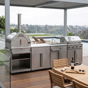 New Product Antibacterial Modular 304 Stainless Steel Outdoor Kitchen Cabinet Cool Colors Outdoor Kitchen Grill With BBQ Grill