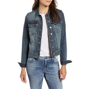 Women's Breathable Eco-Friendly Cotton Casual Denim Jacket Button-Up Oversize Fall Outerwear Finished