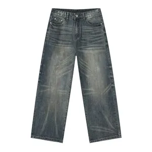 Fashion Hot Mid Rise Spring Loose Straight-leg Denim Jeans | New Korean-style Men's Retro Fashionable All-match Trousers