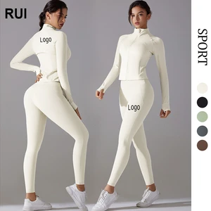 RUIQUWIN Custom Logo Women's Breathable Plus Size Yoga Wear Set High Waist Skinny Yoga Pants & Sports Set for Running Fitness