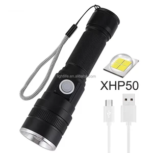 XHP P50 Super Bright Powerful Torch Light USB Rechargeable High Lumen Flashlight Waterproof LED Zoomable Tactical Flashlight