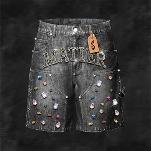 Custom Streetwear High Quality Breathable Denim Y2k Distressed Embroidery Patch Summer Cargo Men Jorts