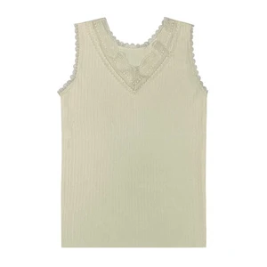 White Lace Top Woman Sexy White V-neck Lace Knitted Plus Size Polyester Knitted Women's Tank Top Vest