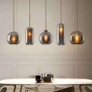 American Design Antique Style E27 Glass Ball Pendant Lamp for Hotel Lobby Banquet Hall Stairway Chandelier Living Hanging