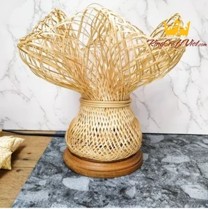 Handcrafted Bamboo Table Lamp Vietnam Stylish Battery-Powered Touch Remote Control Accent Light Living Room Bedroom Minimalist