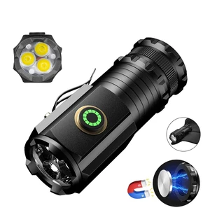 USB Mini Linterna Alta Potencia Taschenlampe Magnet High Power Super Bright Tactical LED EDC Rechargeable Small Mini Flashlight