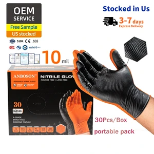 Black Disposable Diamond Textured Nitrile Gloves Work Mechanical Handschoenen Touch Screen Powder Latex Free For Safe Industrial