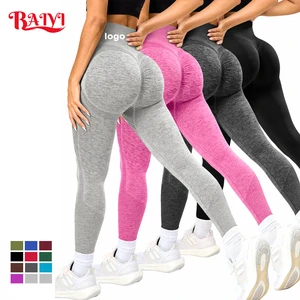 Multicolor Women Seamless High Waist Yoga Pants Custom Butt Lifting Quick Dry Slim Fit Workout Running Athletic Fitness Leggings