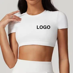 Custom Logo Wholesale Eco-Friendly Woven Unisex Loose Patchwork Crop Top Backless Breathable T-Shirt Sexy Gym Summer Casual