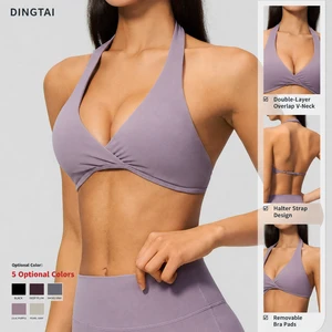 Premium Breathable Halter Neck Open Back Sports Bra Adjustable Straps Medium Support Removable Pads Yoga Activewear Gym Workout