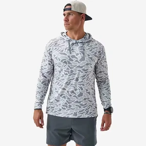 Custom Comfortable Bamboo Mens Performance Camo Fishing Hoodie Quick Dry UV Protection Sublimated UPF50 Hooded Fishing Shirt