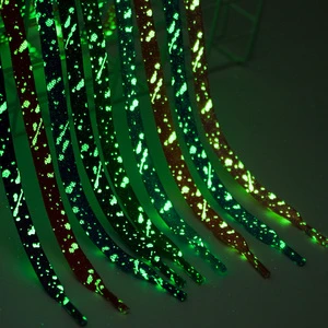 WEGOODZF Custom 8mm Wide Flat Splashing Ink Luminous Reflective Unisex Pair Shoelaces Casual Style Colorful Safety Shoes