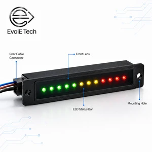 24V Multi-Color Gradient LED Indicator Module 10mm LED Status Bar Pre-Wired Cable EVOL Series Transparent Front Lens Dual-Sided