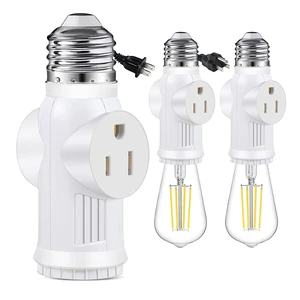 Light Socket to Plug Adapter E26/E27 2/3 Prong Light Bulb Outlet Socket Converter