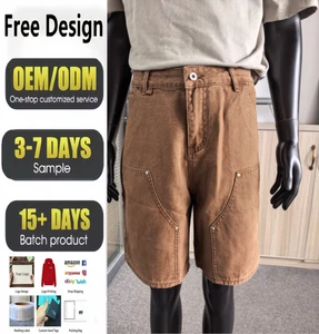 Men's Duck Cotton Shorts Heavyweight Pants Twill Cotton Manufactures Custom Cotton Baggy Mid Waist Street Wear Shorts Bottom