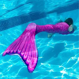 Trendy Women's Mermaid Tail Swimwear with Fish Fin Monofin for Pool Beach or Swimming Show