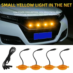 High Brightness Car Grille LED Yellow Light Universal Front Hood Daytime Running Light Bumper Warning Lamp