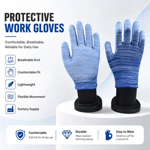 High Quality Wear-Resistant Lightweight Nylon PU Coated Safety Gloves for Daily Protection