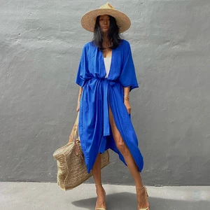New Style Encrypted Cotton Sunscreen Cardigan Bikini Swimwear Beach Cover up Beachwear Women Bikini Sarong Swimsuit Cover Ups
