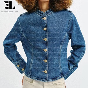 LARSUR Custom Factory Distressed Wash 11-15 Oz Heavy Denim Jacket Classic Cowboy Western Wear Street Wear Jeans Jacket Women