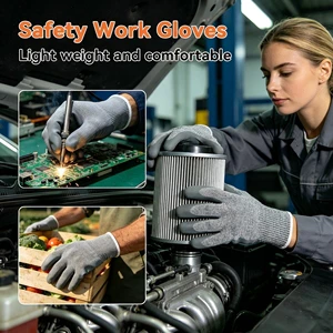Professional Safety Protective Gloves PU1306 Gray PU Coated Nylon Working Gloves for Warehouse