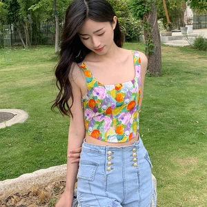 est selling wholesale new floral camisole ladies vest sexy strapless fashion popular bottoming vest