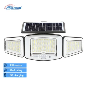 Solarup Solar Motion Sensor Light Triple Head Wall 2000mAh Security 1000 LM High Brightness Light LED Outdoor Floodlight Ip65