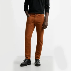 New Arrival Men's Slim Fit Straight Brown Denim Jeans High-Quality Casual Streetwear Custom Wide Leg Men Denim Pants