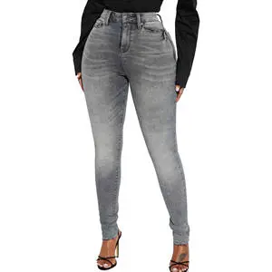 Wholesale Fashion Spring 2026 Women Straight-leg Mid-waisted Denim Jeans Stretch Casual Washable